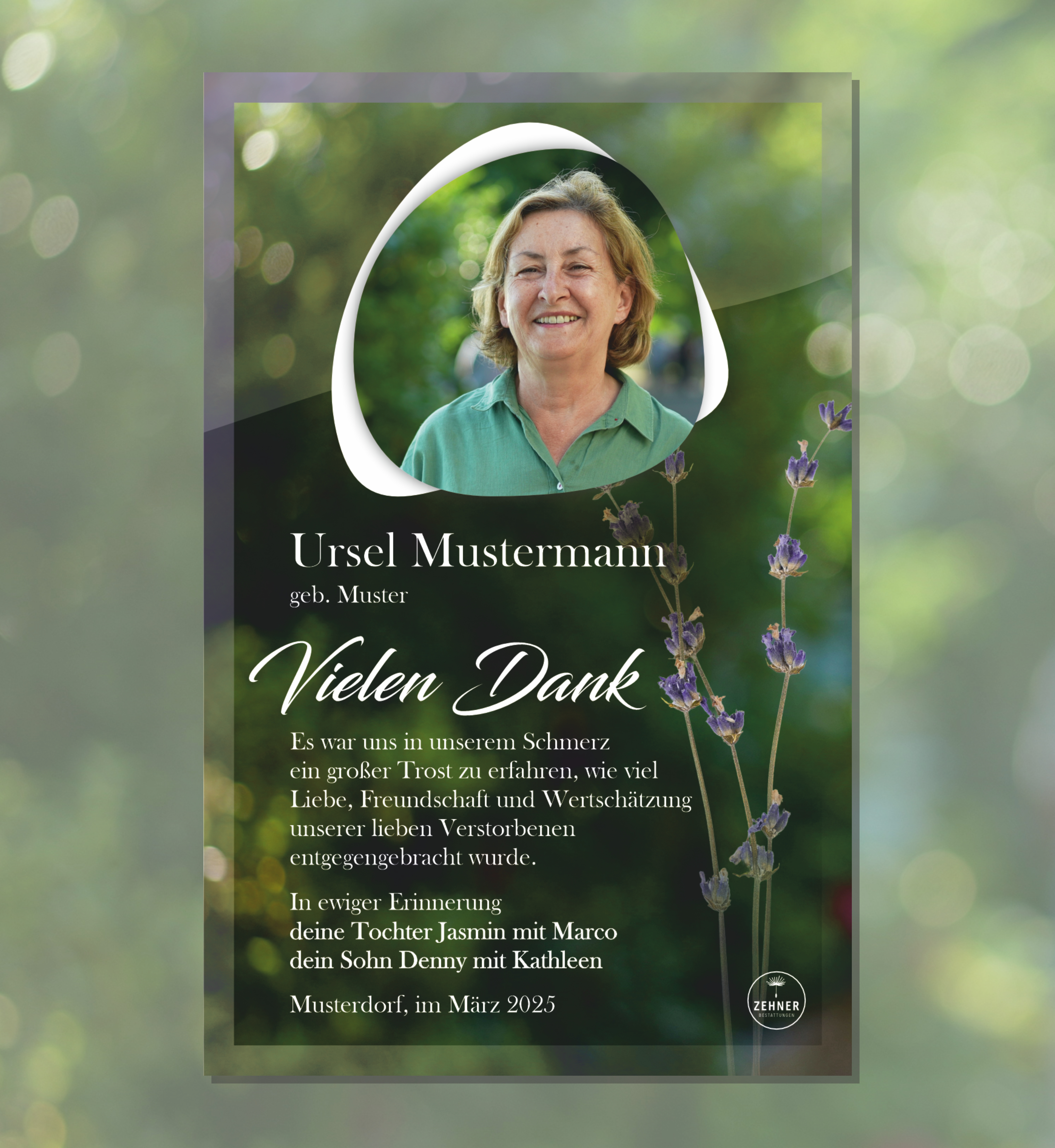 Zehner Bestattungen Trauerdruck Danksagung