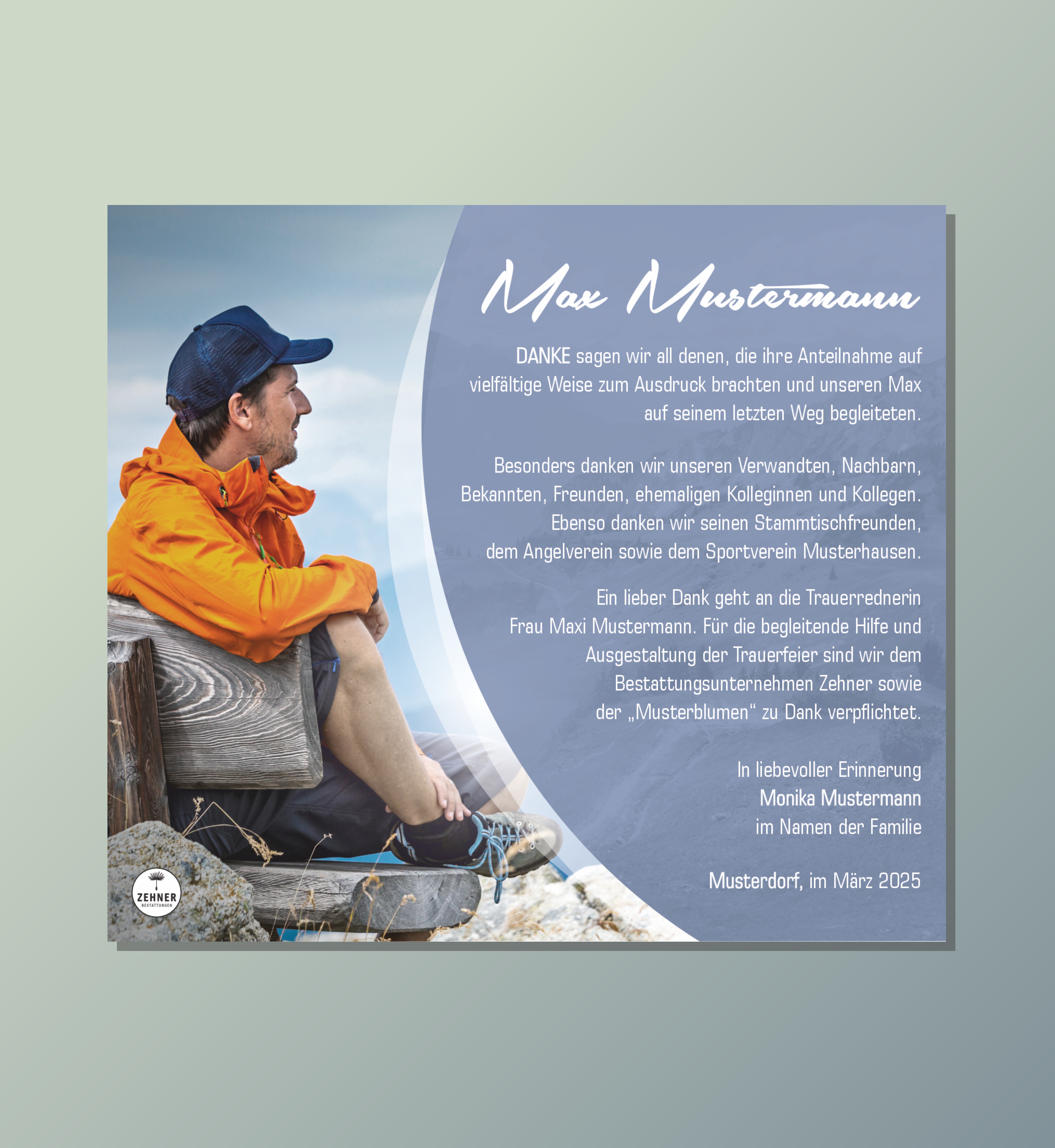 Zehner Bestattungen Trauerdruck Danksagung