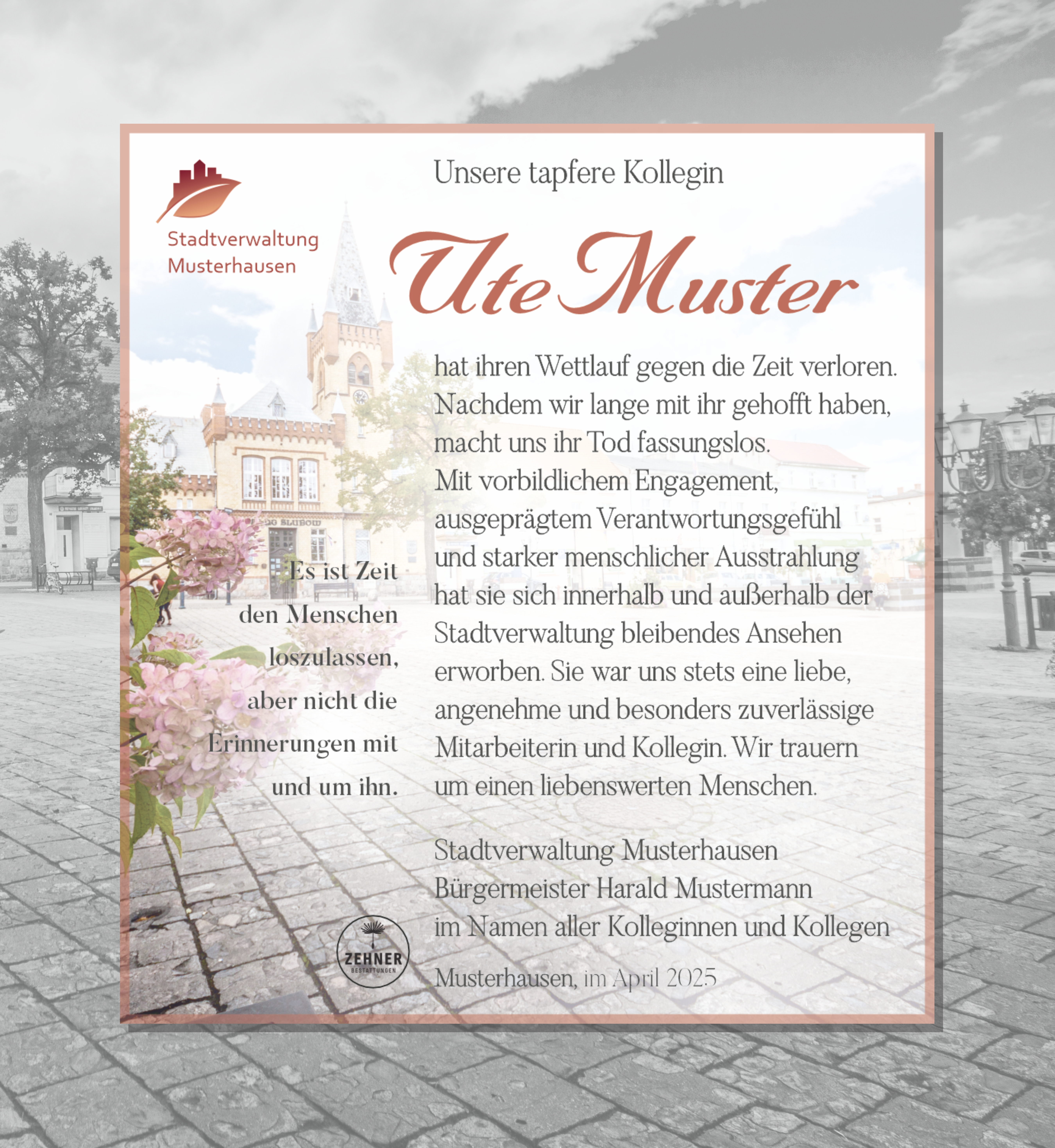 Zehner Bestattungen Trauerdruck Nachruf