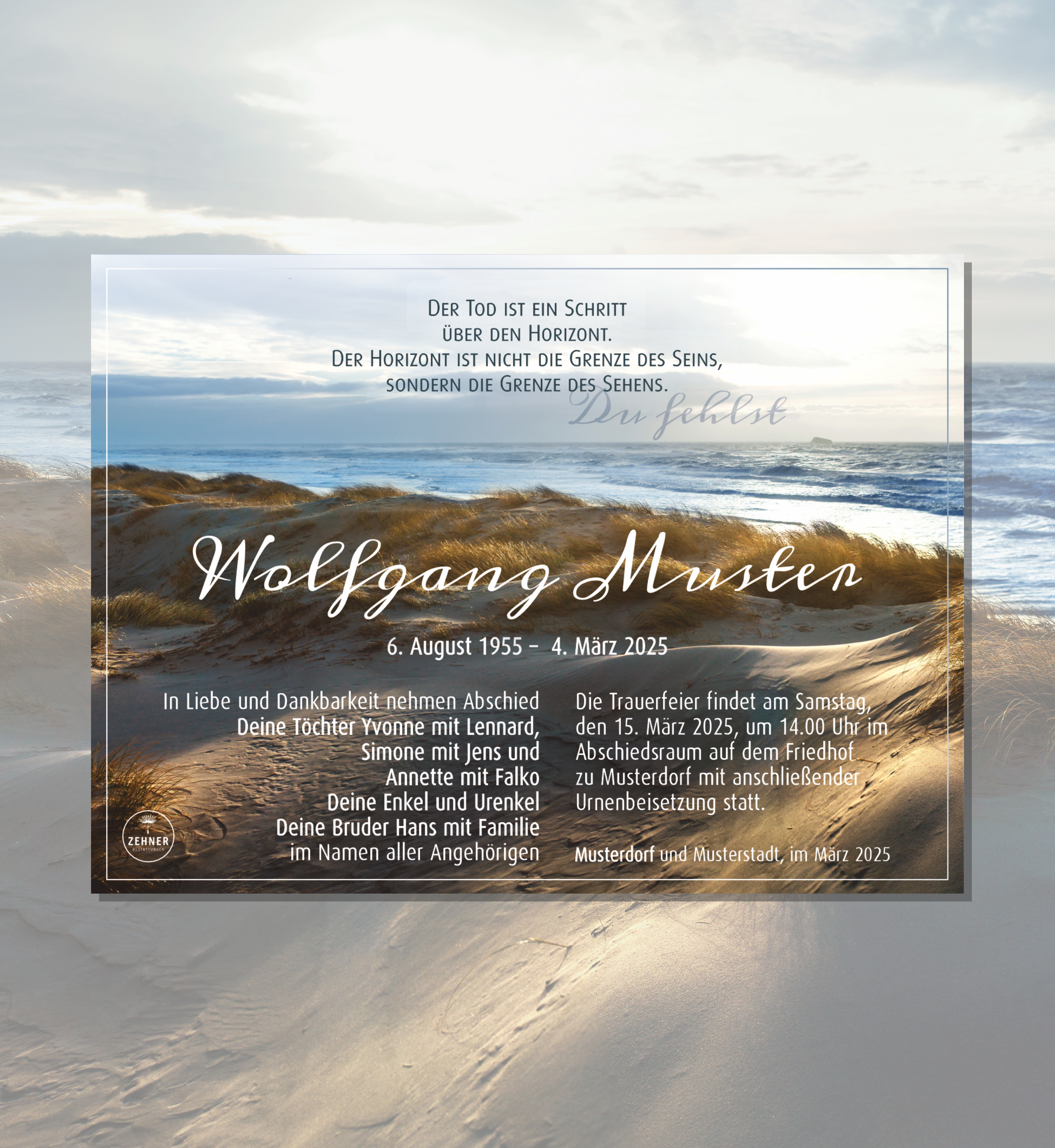 Zehner Bestattungen Trauerdruck Traueranzeigen