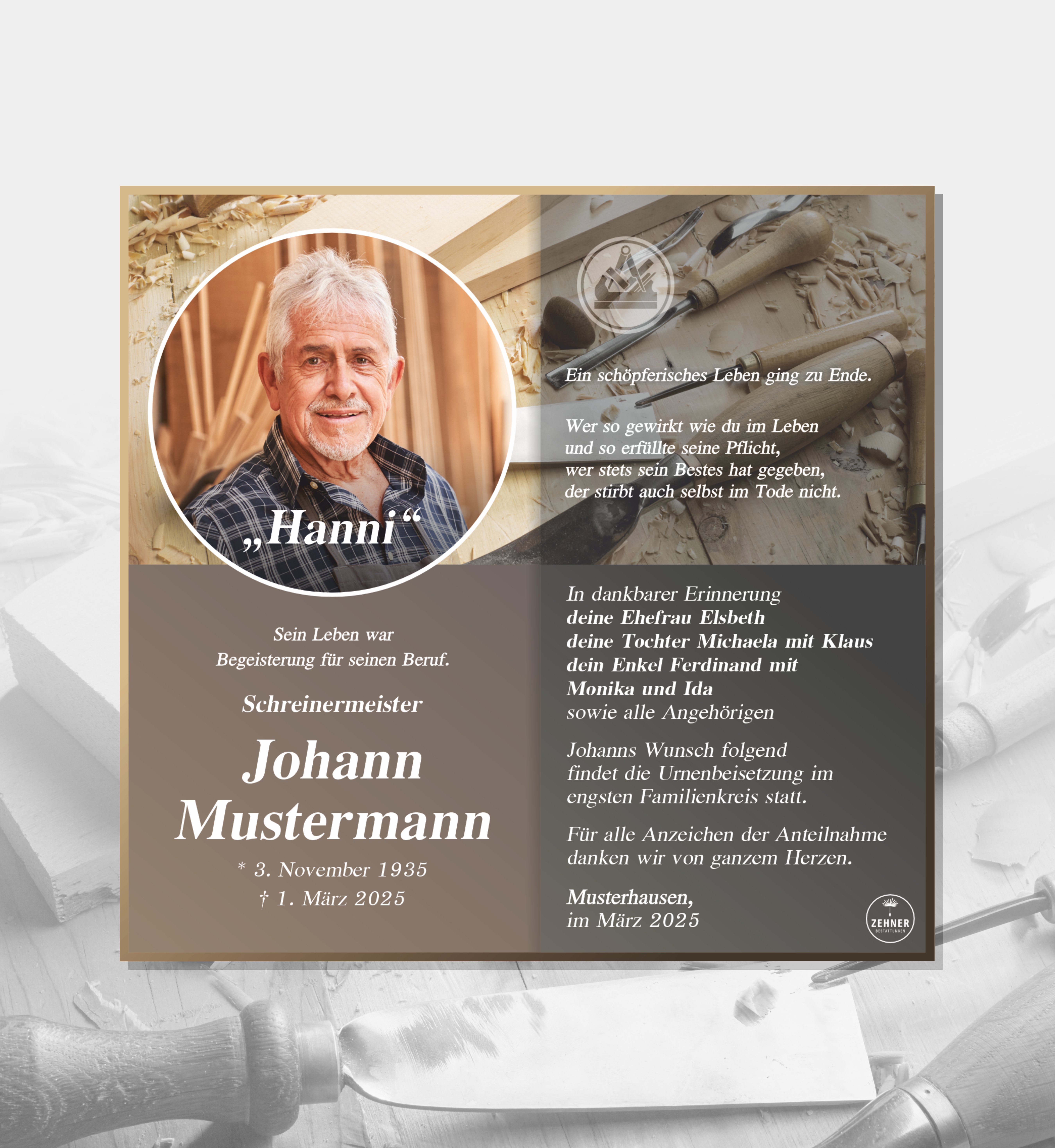 Zehner Bestattungen Trauerdruck Traueranzeigen