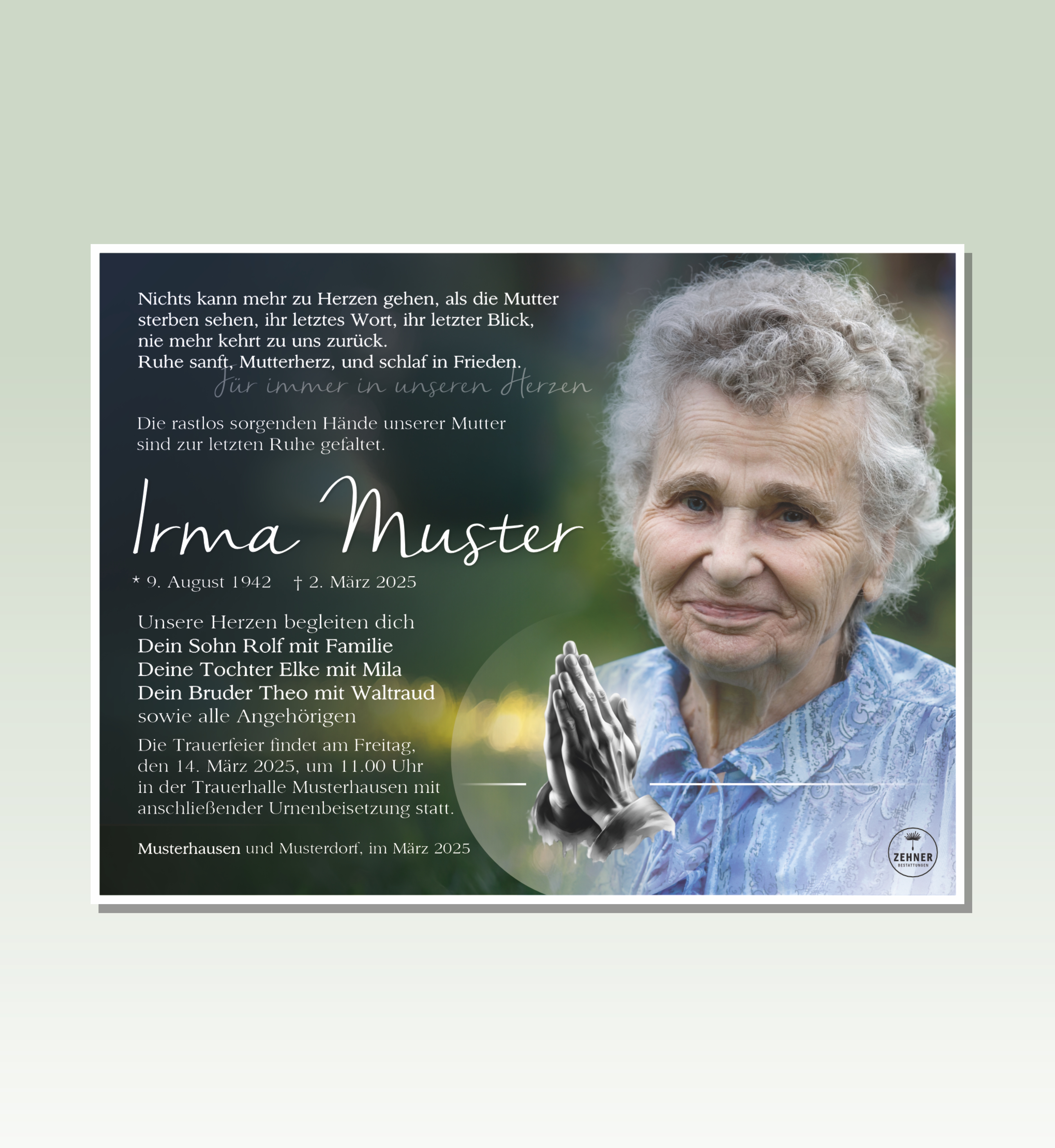 Zehner Bestattungen Trauerdruck Traueranzeigen