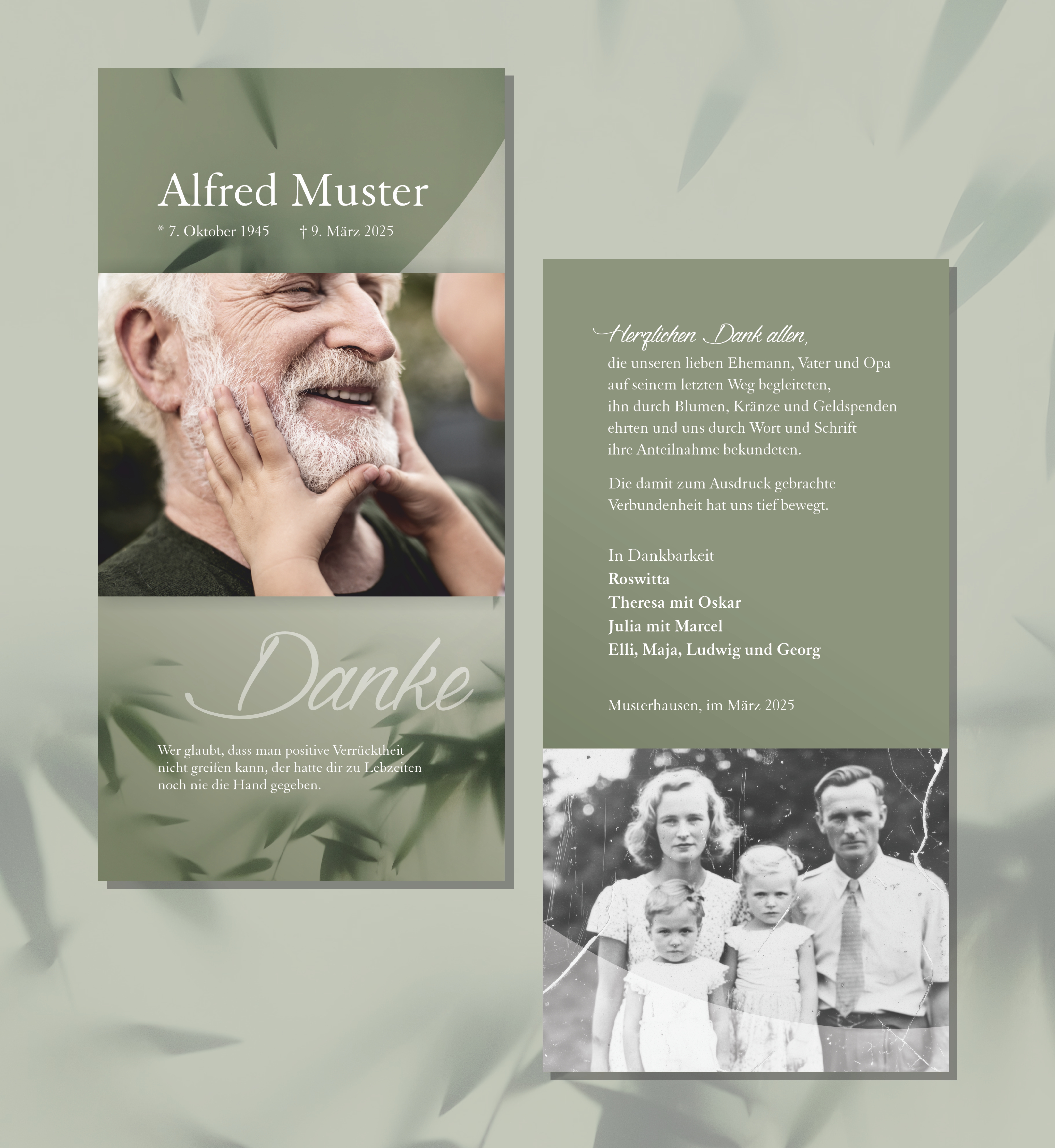 Zehner Bestattungen Trauerdruck Trauer- und Dankeskarte