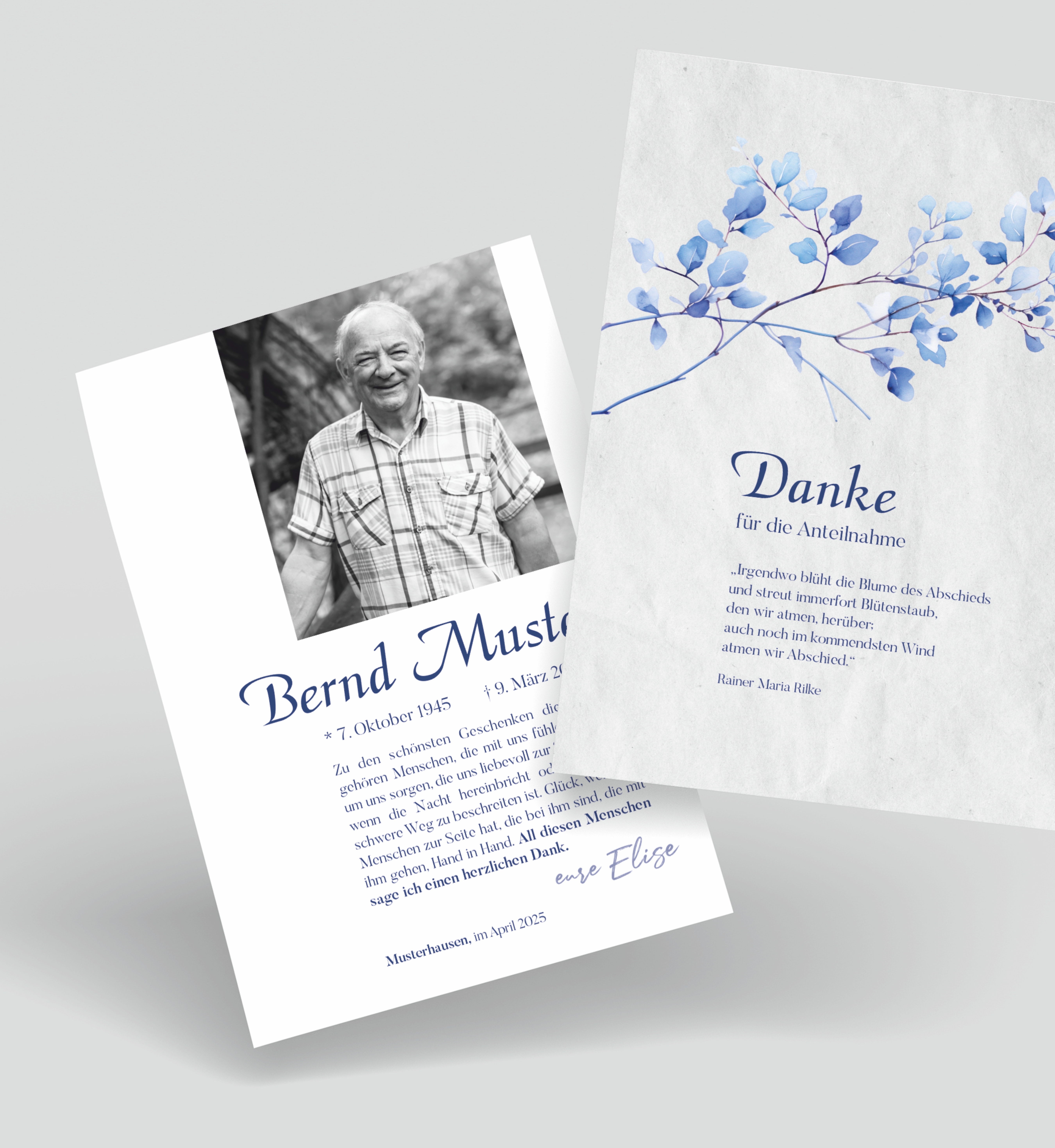 Zehner Bestattungen Trauerdruck Trauer- und Dankeskarte