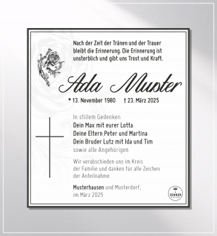Zehner Bestattungen Trauerdruck Traueranzeigen